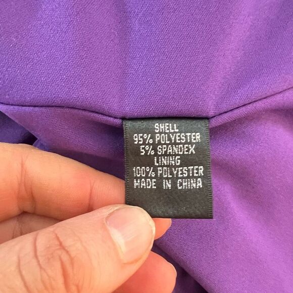 Adrianna Papell purple satin one shoulder rhinestone embellished gown size 4 - Picture 9 of 11